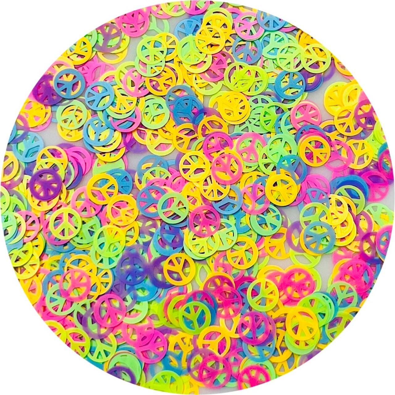 Polyester Glitter - Neon Peace Signs Shapes by Glitter Heart Co.™